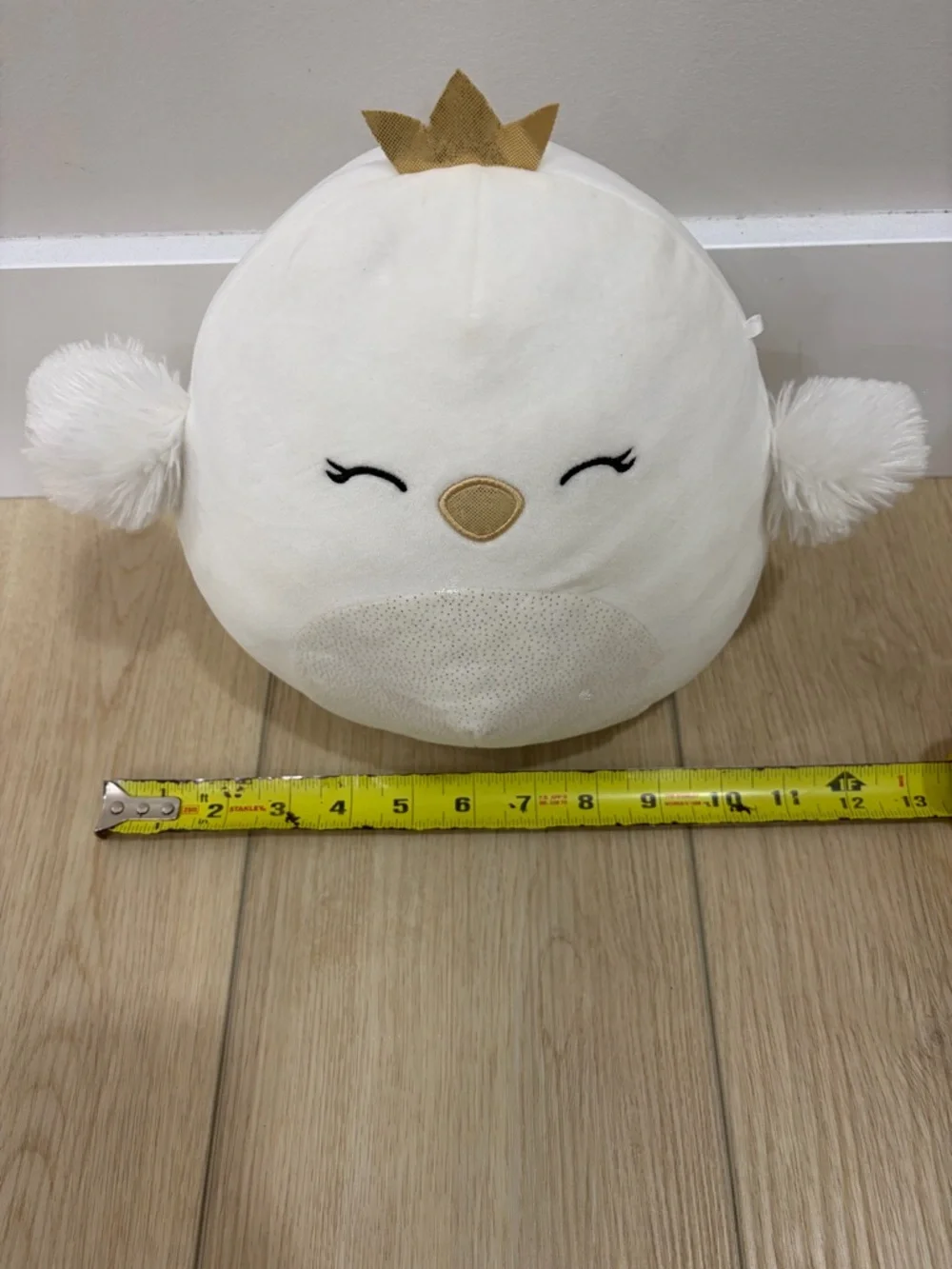 Squishmellow Plush Cozy Soft Comfy White Bird Pet Pillow with Gold Crown